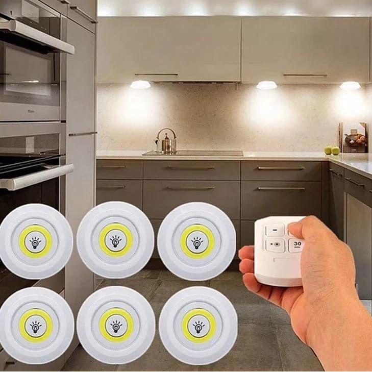 Lampâda Adesiva KIT Com 3 Luminárias e Controle à Pilha AAA MT027-2 (CC) MT027 (CR)