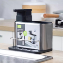 Organizador Aço Inox De Pia Suporte Para Esponja Com Porta Detergente Dispenser Sabão Cozinha