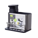 Organizador Aço Inox De Pia Suporte Para Esponja Com Porta Detergente Dispenser Sabão Cozinha