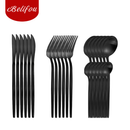 Belifou Kit 24 Jogo De Talheres Aço Inoxidável Preto - Mars