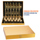 Jogo Talheres 24 Peças Faqueiro Inox Premium Luxo Com Maleta