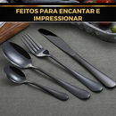 Belifou Kit 24 Jogo De Talheres Aço Inoxidável Preto - Mars