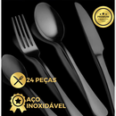 Belifou Kit 24 Jogo De Talheres Aço Inoxidável Preto - Mars