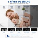 Relógio de Mesa Digital Full Led Inteligente Com Despertador Alarme Temperatura e Soneca