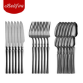 Fanqueiro Gourmet Aço Inoxidável Premium Preto Black Minimalista – Kit 24 Peças – Orbitar Shop