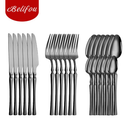 Fanqueiro Gourmet Aço Inoxidável Premium Preto Black Minimalista – Kit 24 Peças – Orbitar Shop