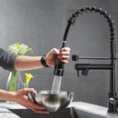 Torneira De Cozinha Gourmet Alça Única Com Extensor De Spray Tubo De Água Flexível Superior Prateado Para Ajuste