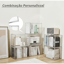 Caixa Organizadora de Livros Acrílico Grande Capacidade Transparente com Tampa Exibição Proteção Contra Poei