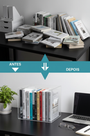 Caixa Organizadora de Livros Acrílico Grande Capacidade Transparente com Tampa Exibição Proteção Contra Poei