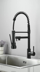 Torneira De Cozinha Gourmet Alça Única Com Extensor De Spray Tubo De Água Flexível Superior Prateado Para Ajuste