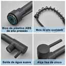 Torneira De Cozinha Gourmet Alça Única Com Extensor De Spray Tubo De Água Flexível Superior Prateado Para Ajuste