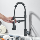 Torneira De Cozinha Gourmet Alça Única Com Extensor De Spray Tubo De Água Flexível Superior Prateado Para Ajuste