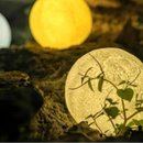 Luminária Mini Lua Cheia Abajur Decoração LED com Alto Relevo e Base para Decoração Sem Fio