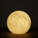 Luminária Mini Lua Cheia Abajur Decoração LED com Alto Relevo e Base para Decoração Sem Fio