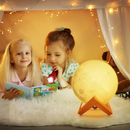 Luminária Mini Lua Cheia Abajur Decoração LED com Alto Relevo e Base para Decoração Sem Fio