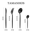 Belifou Kit 24 Jogo De Talheres Aço Inoxidável Preto - Mars