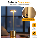 Luminária De Mesa Sem Fio Touch Led Recarregável Para Jantar E Quarto