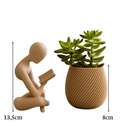 Estátua Decorativa Leitor Livro + Vaso Para Planta Suculenta | Decoração Moderna